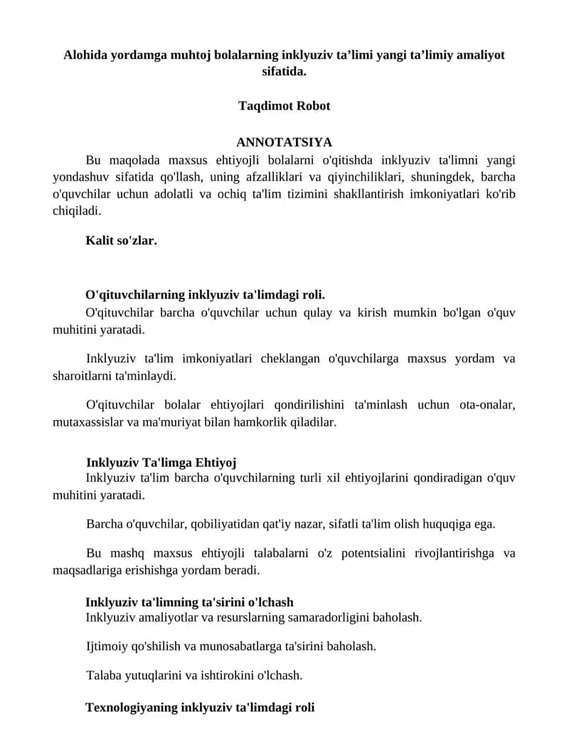 Inklyuziv ta'lim