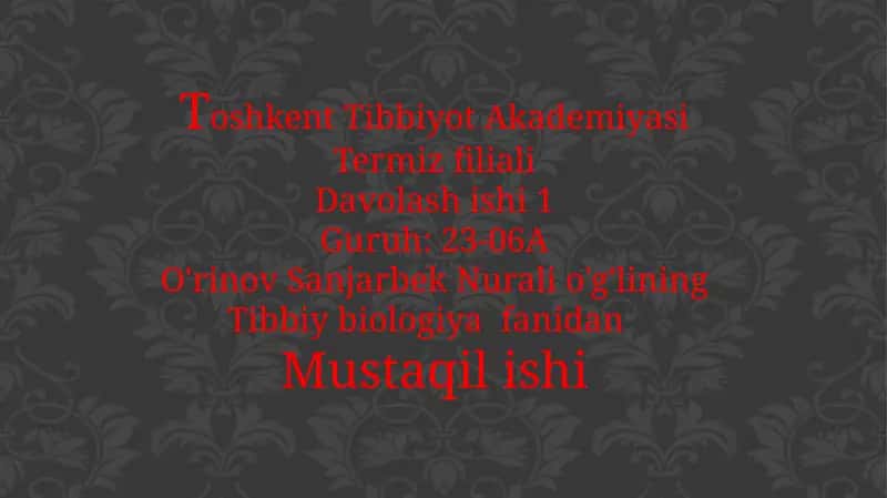 A`zolari sistemasi ontogenzi: teri, skelet, nerv sistemasi, qon aylanish, endokrin tizimi, ayiruv sistemasi