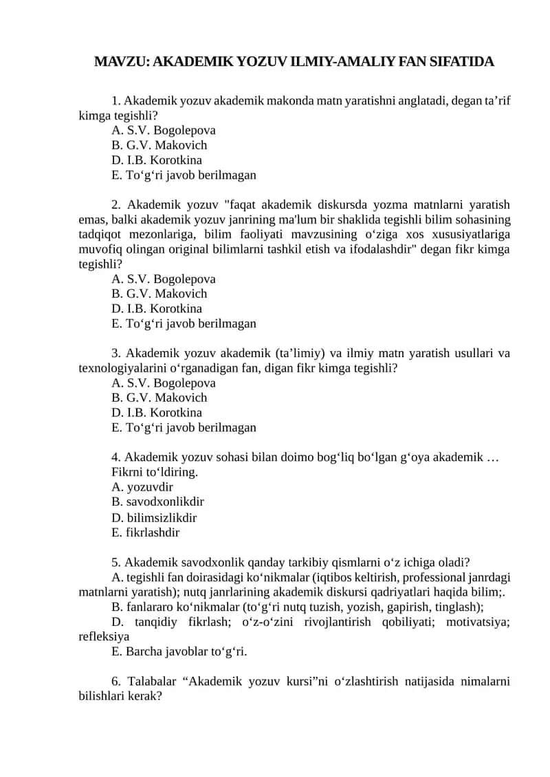 AKADEMIK YOZUV ILMIY-AMALIY FAN SIFATIDA