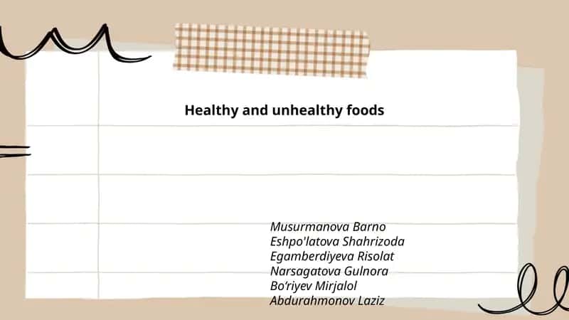 Healthy and unhealthy foods