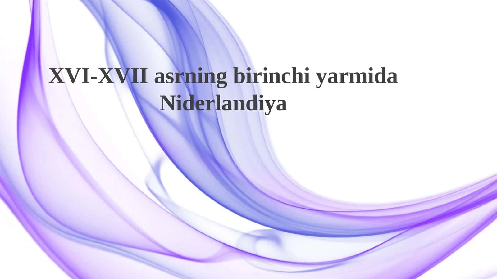 XVI-XVII asrning birinchi yarmida Niderlandiya