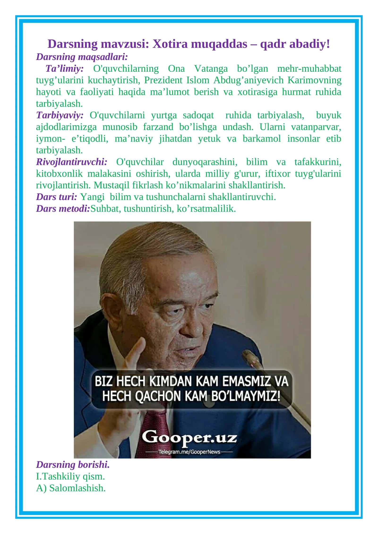 Xotira muqaddas – qadr abadiy!