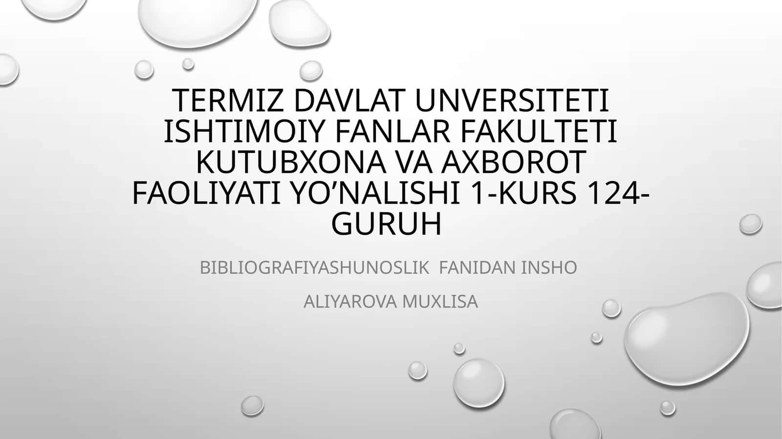 Bibliografiyashunoslikfanidan insho