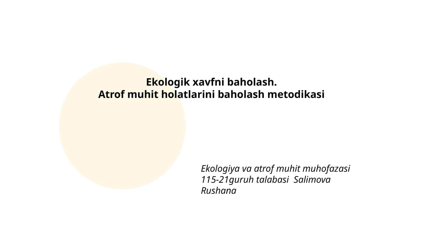 Ekologik xavfni baholash