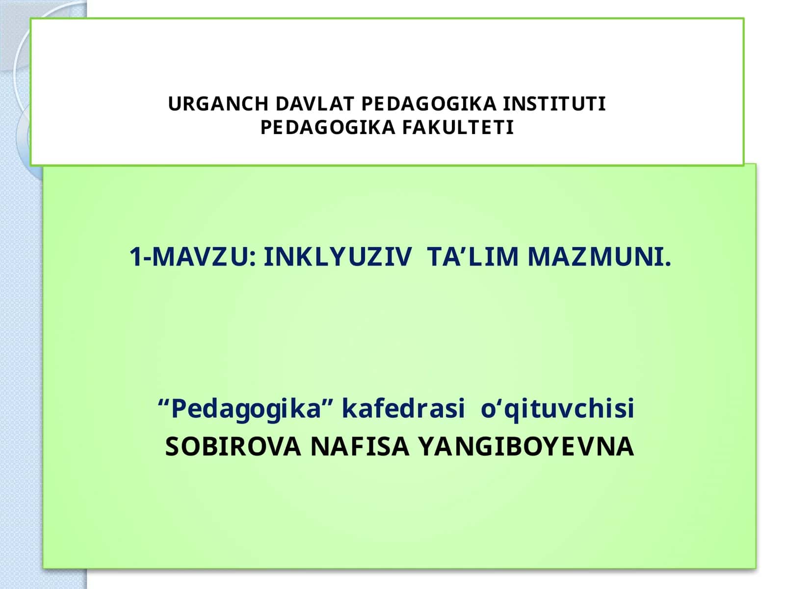 INKLYUZIV TA’LIM MAZMUNI