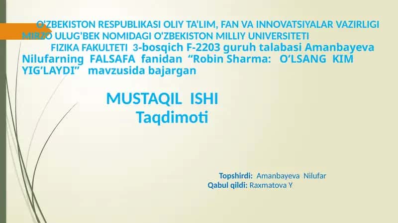 Robin Sharma: O’LSANG KIM YIG’LAYDI