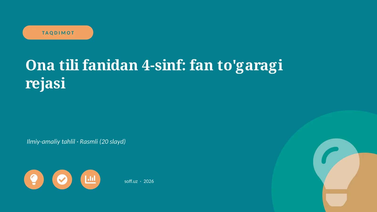Ona tili fanidan 4-sinf: fan to'garagi rejasi