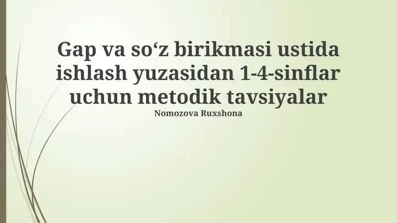 1-4-sinflar uchun metodik tavsiyalar