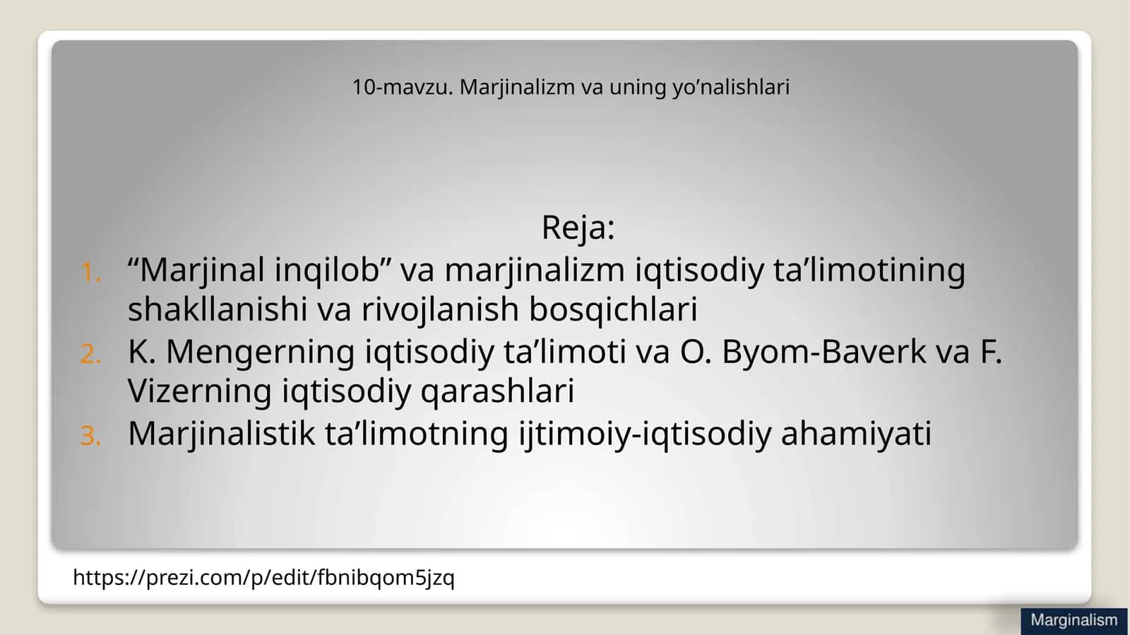 10-mavzu. Marjinalizm va uning yoʼnalishlari
