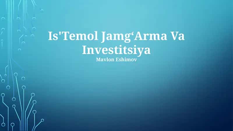 Is'Temol JamgʻArma Va Investitsiya