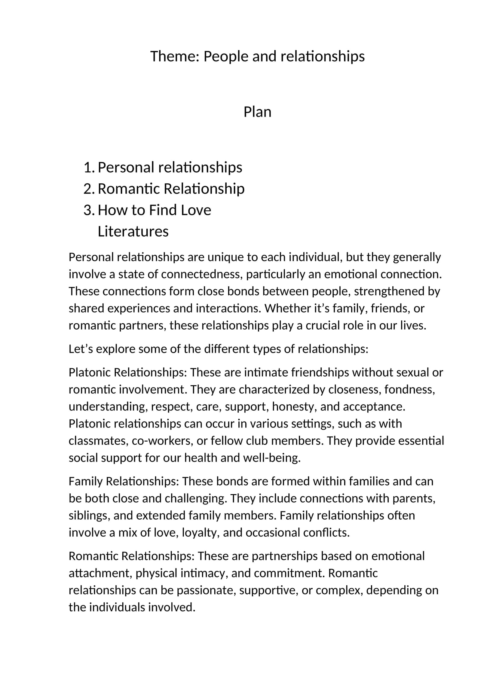 Personal Relationships