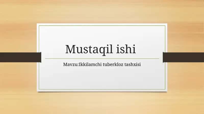 Ikkilamchi tuberkloz tashxisi