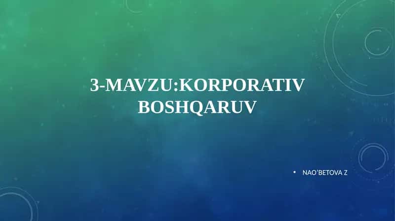 KORPORATIV BOSHQARUV