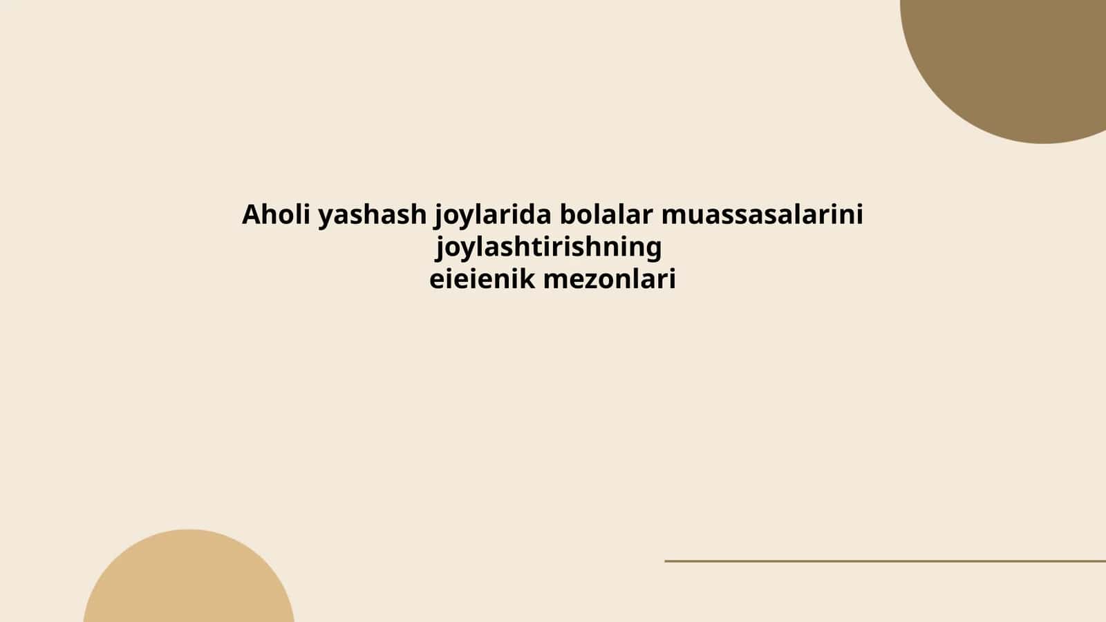 Ovoz darajasi va tinch muhit me'zonlari