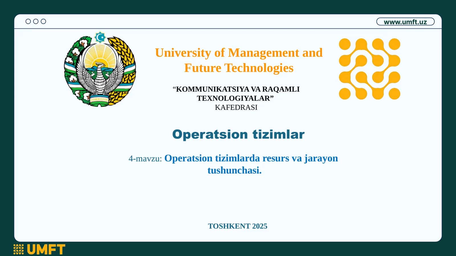 Operatsion tizimlarda resurs va jarayon tushunchasi
