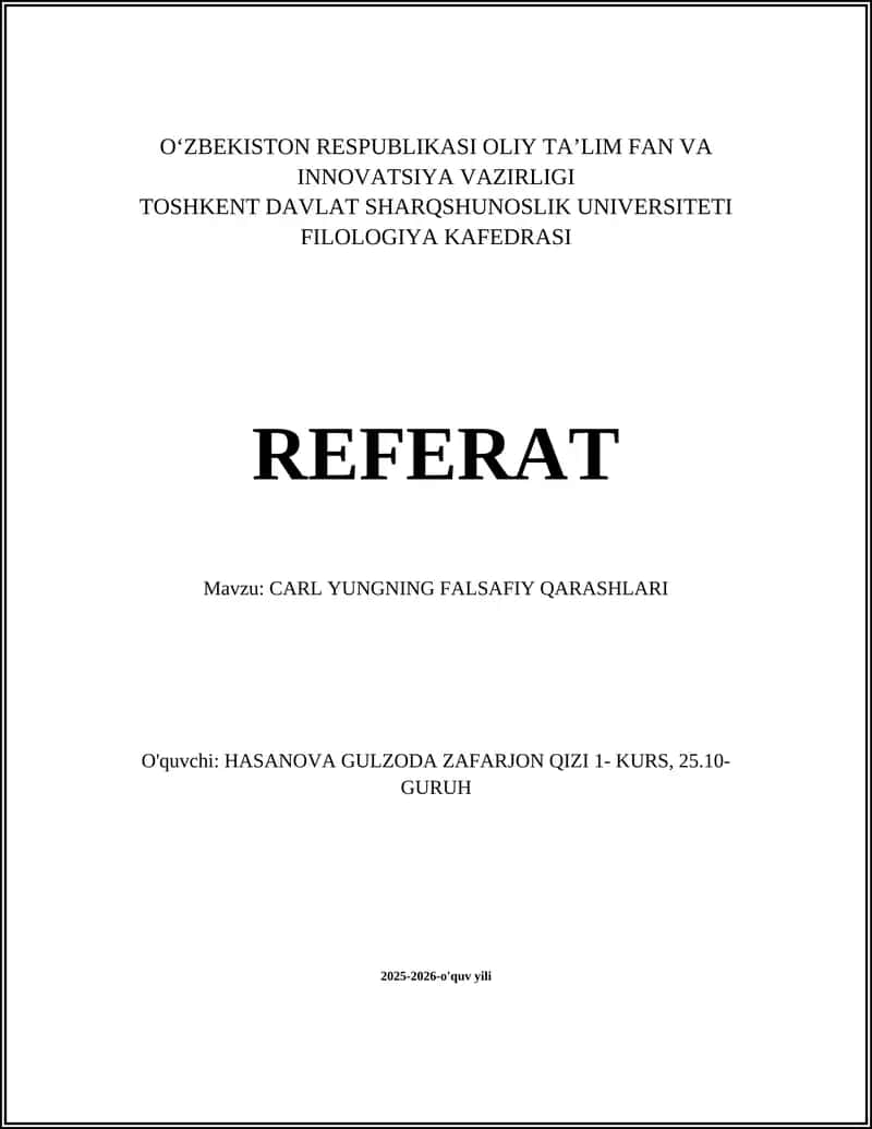 CARL YUNGNING FALSAFIY QARASHLARI