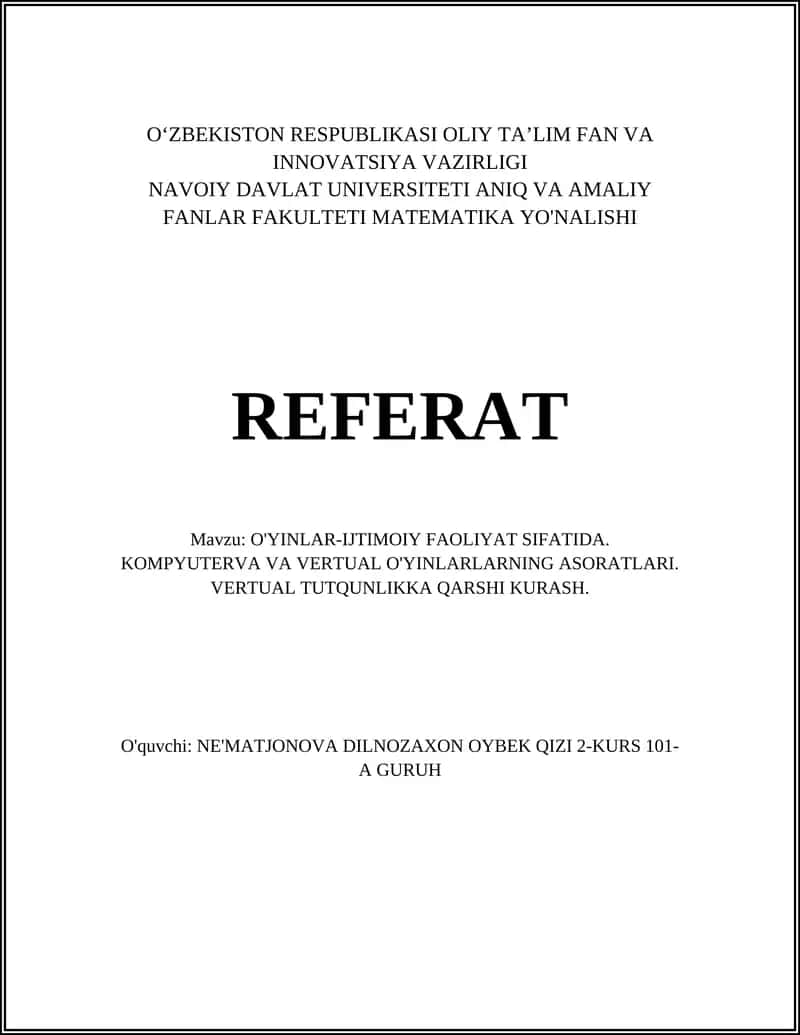 O'yinlar Ijtimoiy Faoliyat Sifatida