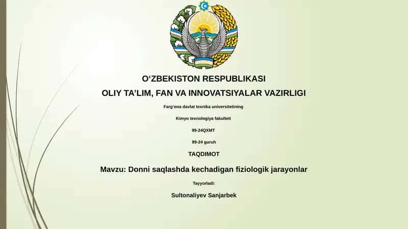 Donni saqlashda kechadigan fiziologik jarayonlar