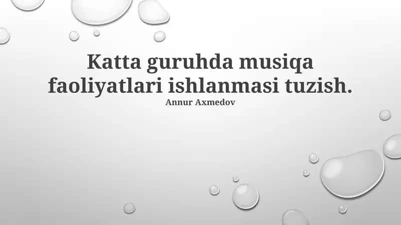 Katta guruhda musiqa faoliyatlari ishlanmasi tuzish