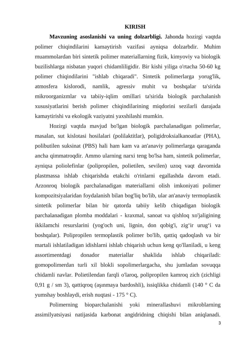 Polimer chiqindilarining biologik parchalanishi