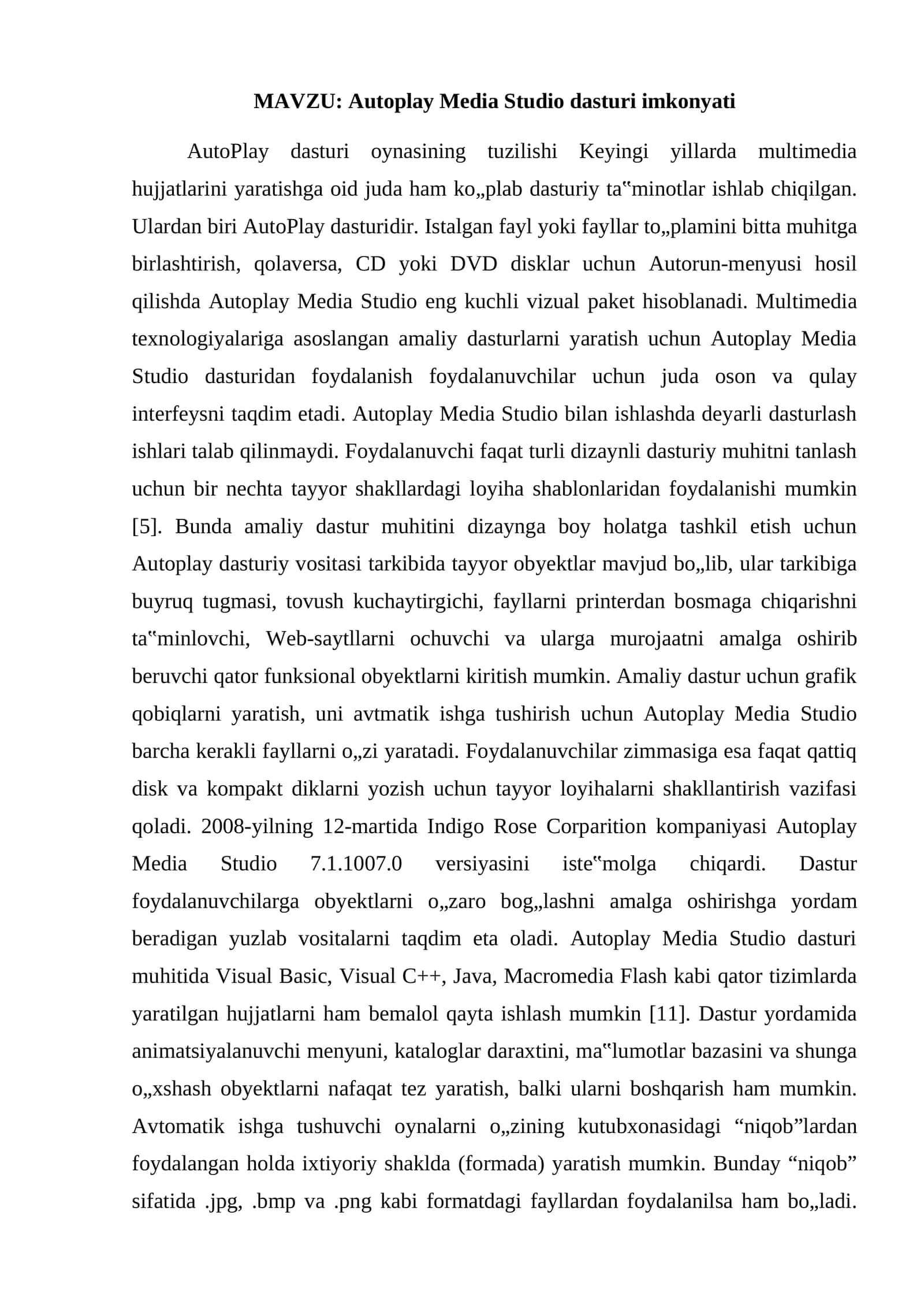 Autoplay Media Studio dasturi imkonyati