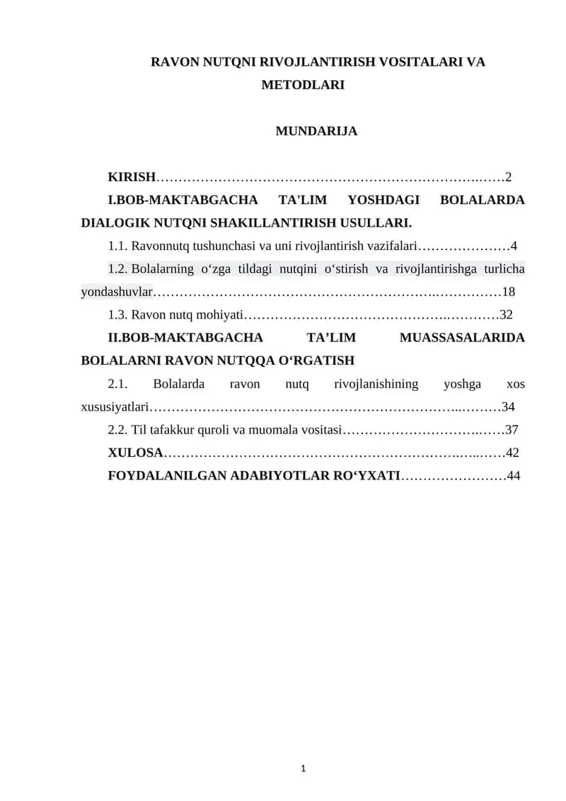 RAVON NUTQNI RIVOJLANTIRISH VOSITALARI VA METODLARI