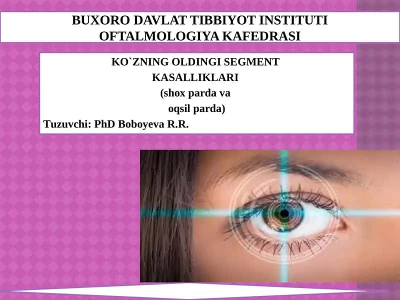 KO`ZNING OLDINGI SEGMENT KASALLIKLARI