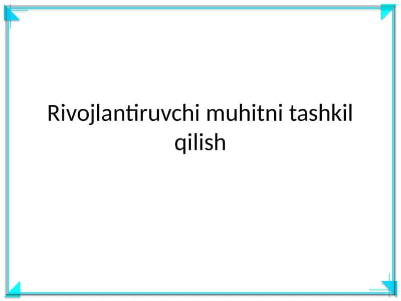 Rivojlantiruvchi muhitni tashkil qilish