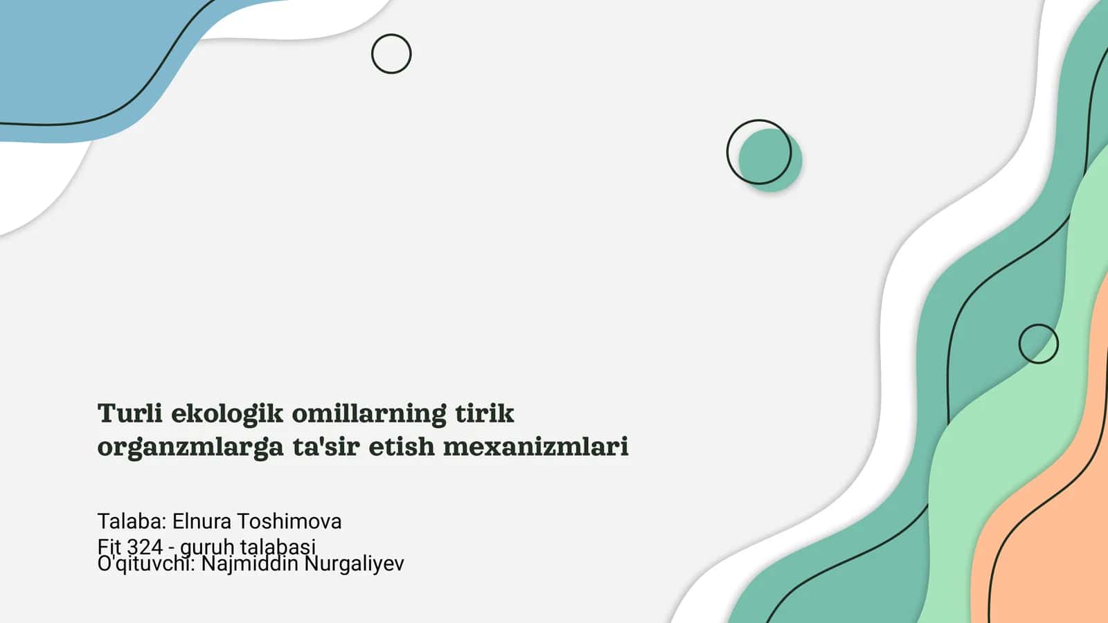 Turli ekologik omillarning tirik organzmlarga ta'sir etish mexanizmlari