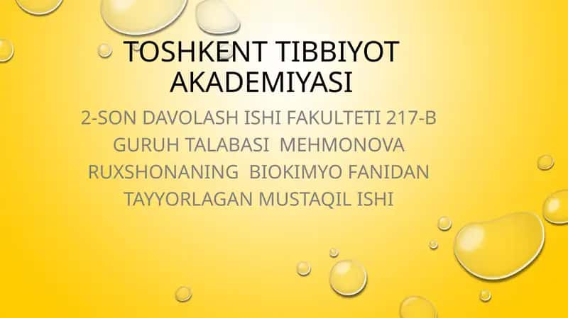 Pankreatit rivojlanishining biokimyoviy asoslari davolash va diagnostika tamoyillari