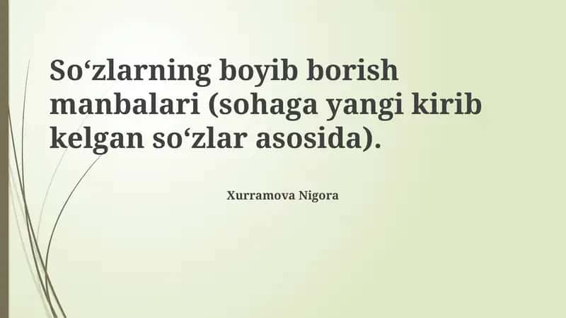 So‘zlarning boyib borish manbalari (sohaga yangi kirib kelgan so‘zlar asosida)