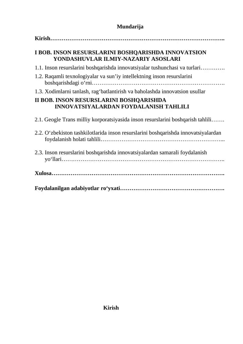Inson Resurslarini Boshqarishda Innovatsion Yondashuvlar Ilmiy-Nazariy Asoslar
