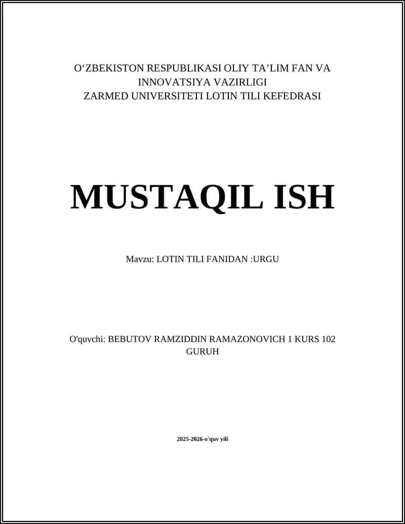 LOTIN TILI FANIDAN:URGU