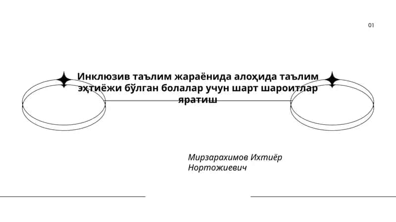 Инклюзив таълим жараёнида алоҳида таълим эҳтиёжи бўлган болалар учун шарт шароитлар яратиш