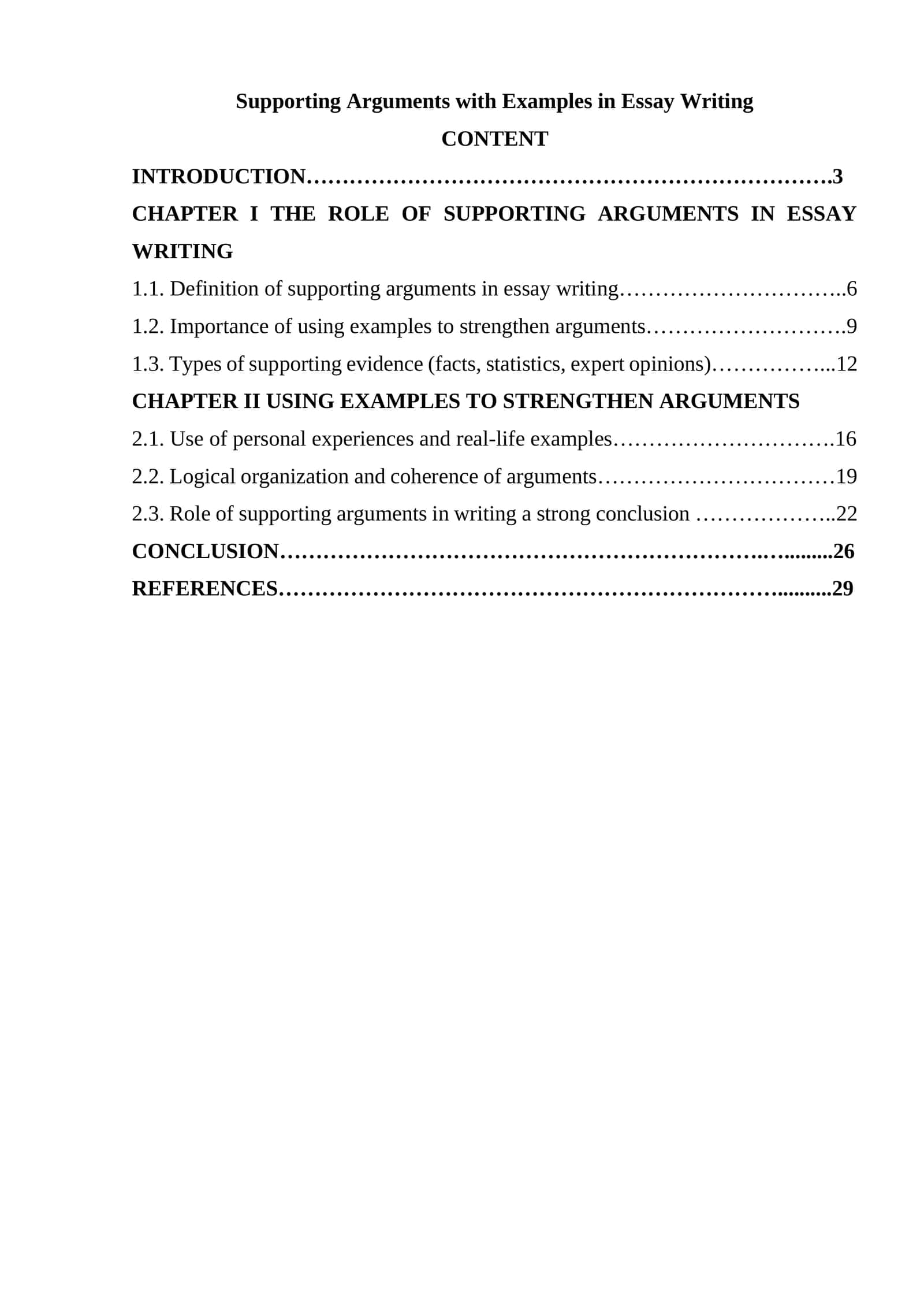 Supporting Arguments with Examples in Essay Writing