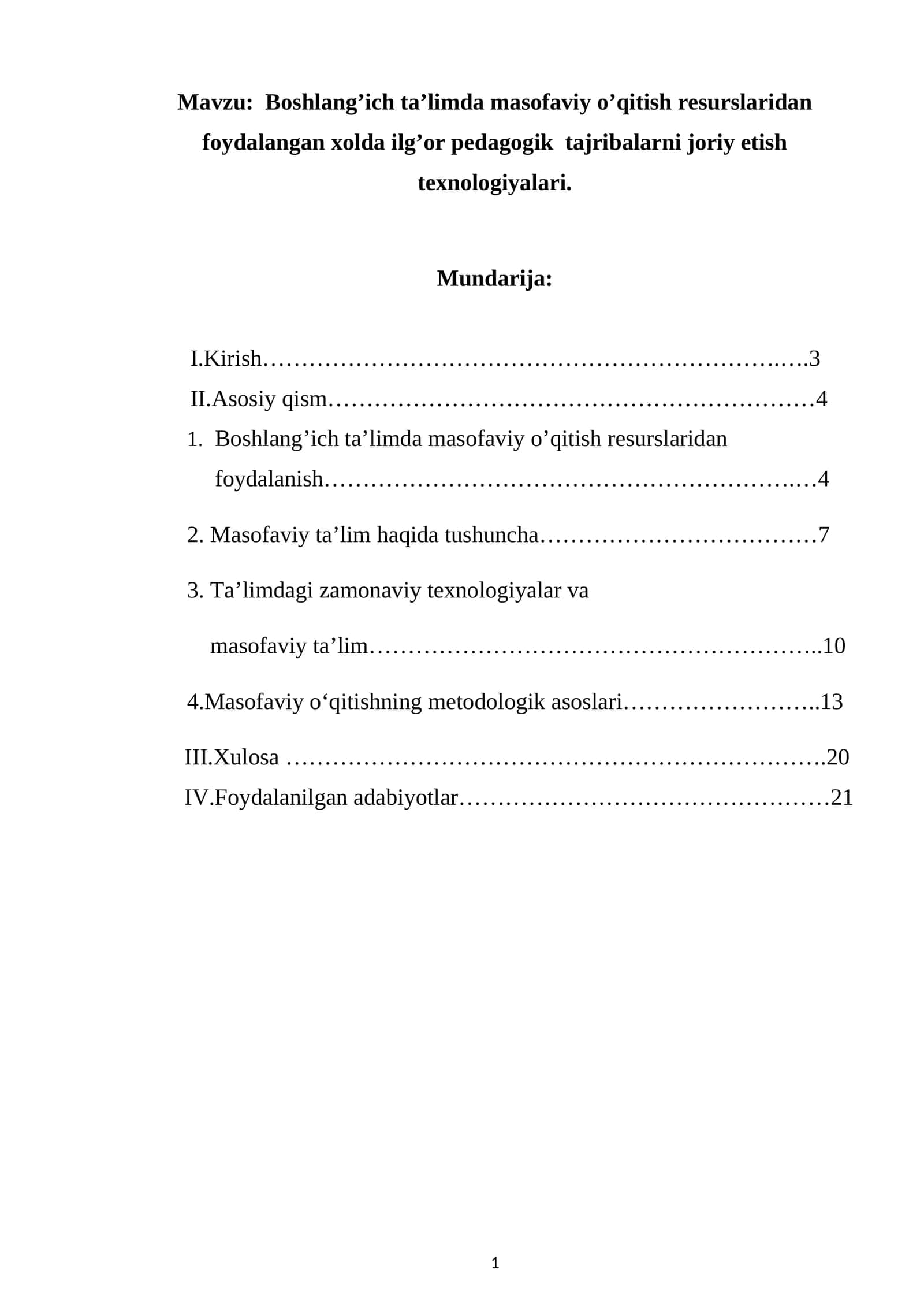 Boshlang’ich ta’limda masofaviy o’qitish resurslaridan foydalangan xolda ilg’or pedagogik tajribalarni joriy etish texnologiyalari