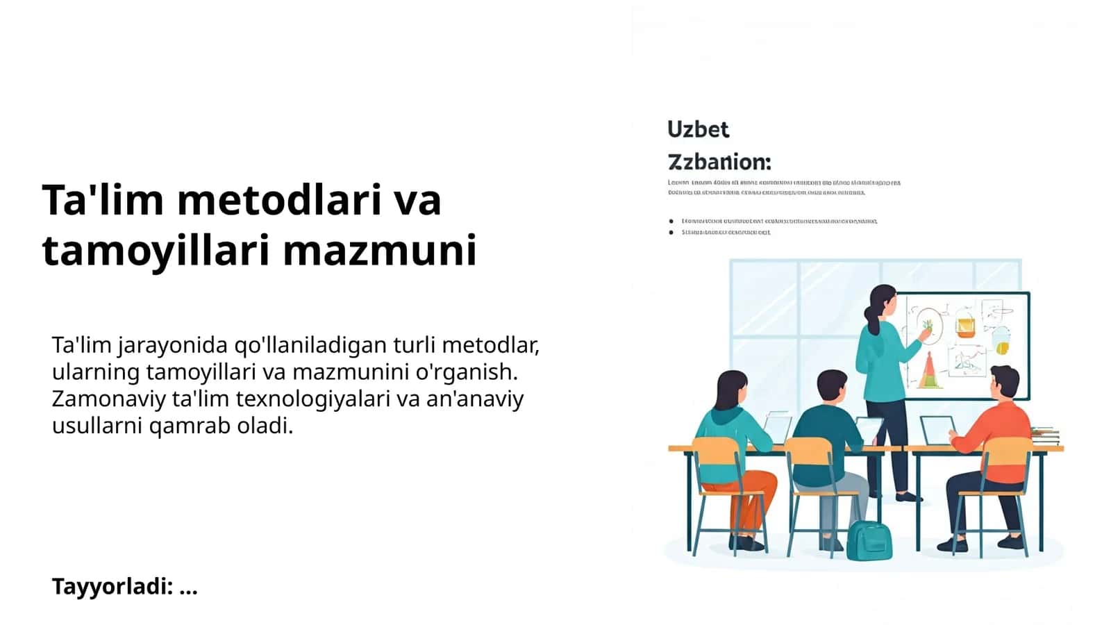 Ta'lim metodlari va tamoyillari mazmuni