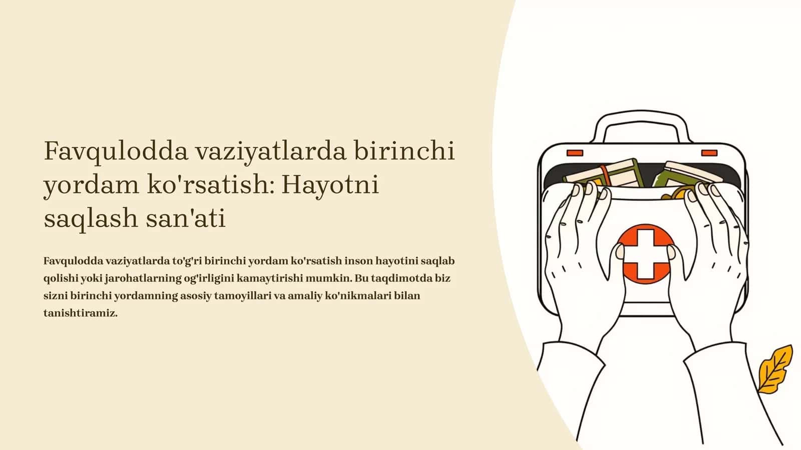 Favqulodda vaziyatlarda birinchi yordam ko'rsatish: Hayotni saqlash san'ati