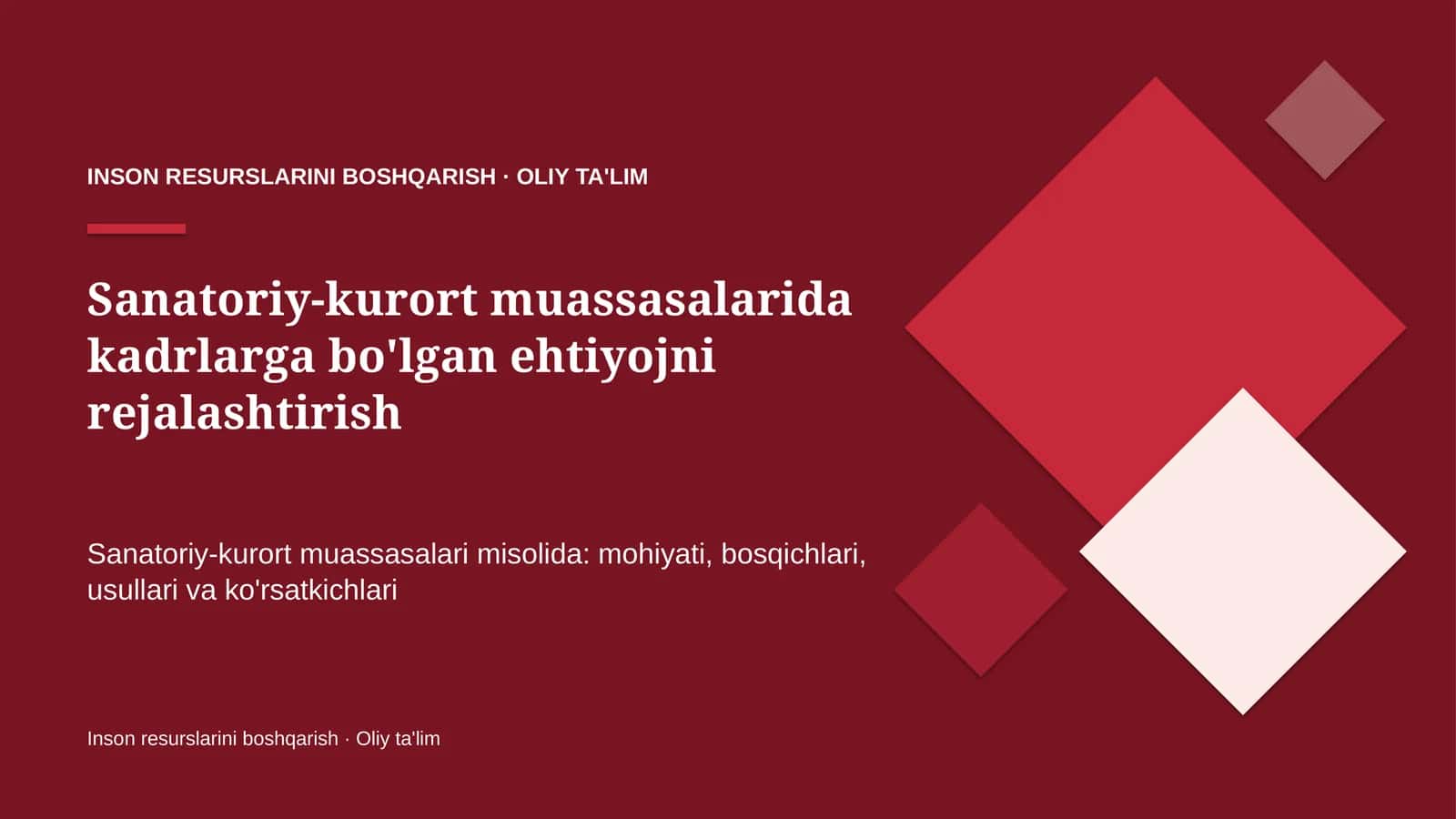 sanatoriy kurort muassasalarida kadrlarga bo'lgan ehtiyojni rejalashtirish 2806