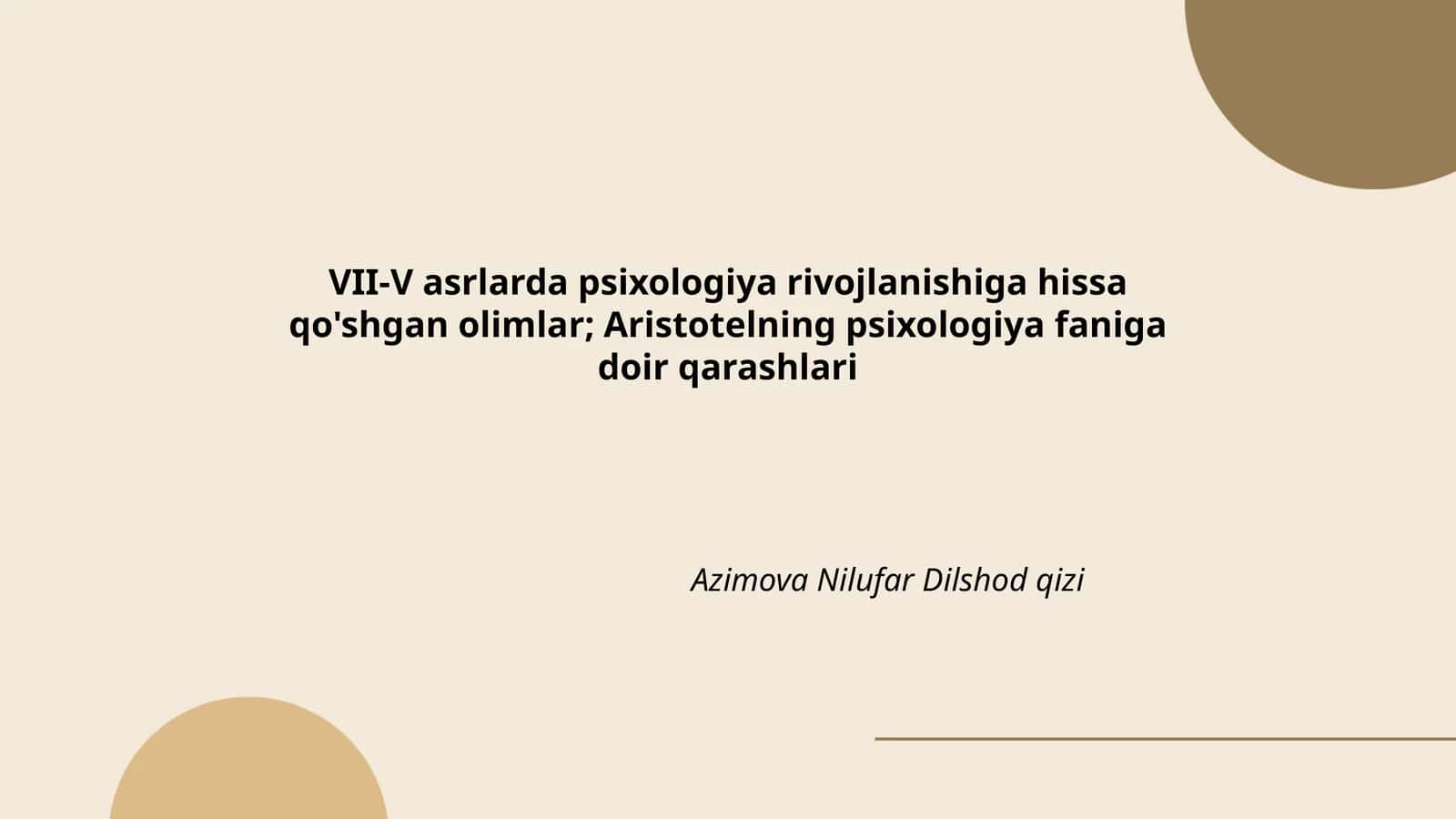 VII-V asrlarda psixologiya rivojlanishi