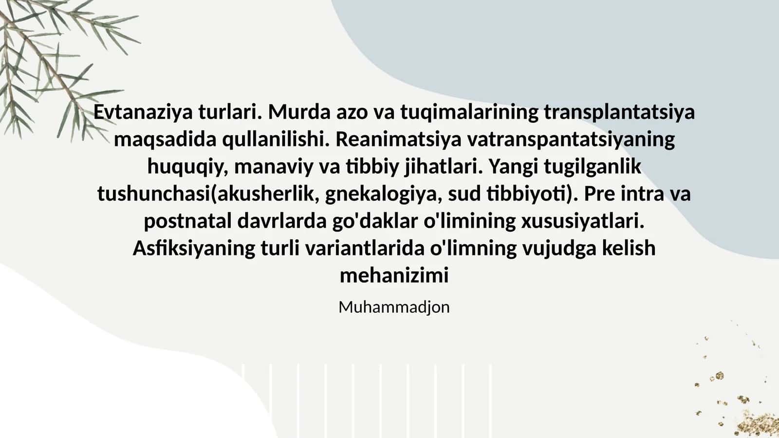 Evtanaziyaning tibbiy-huquqiy va axloqiy jihatlari