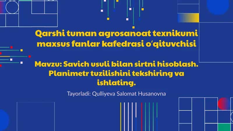 Qarshituman agrosanoat texnikumi maxsus fanlar kafedrasi oʻqituvchisi