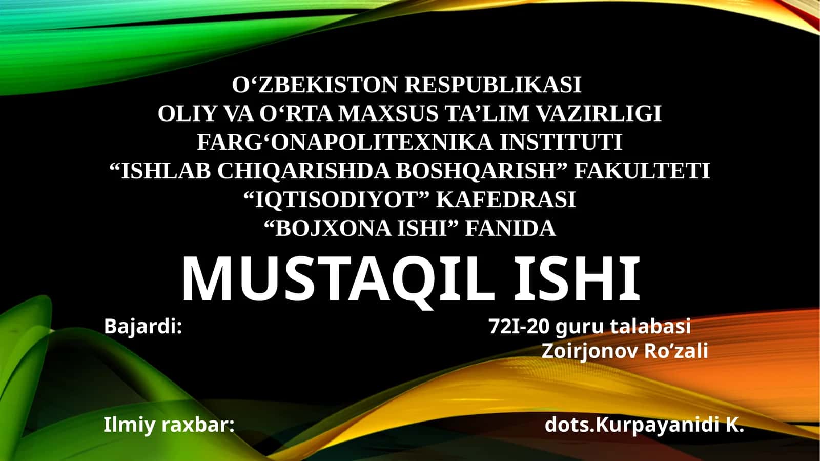 Italiya Respublikasining bojxonasiyosatitahlili