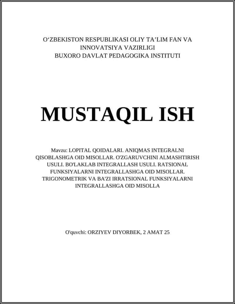 L'Hôpital qoidasi