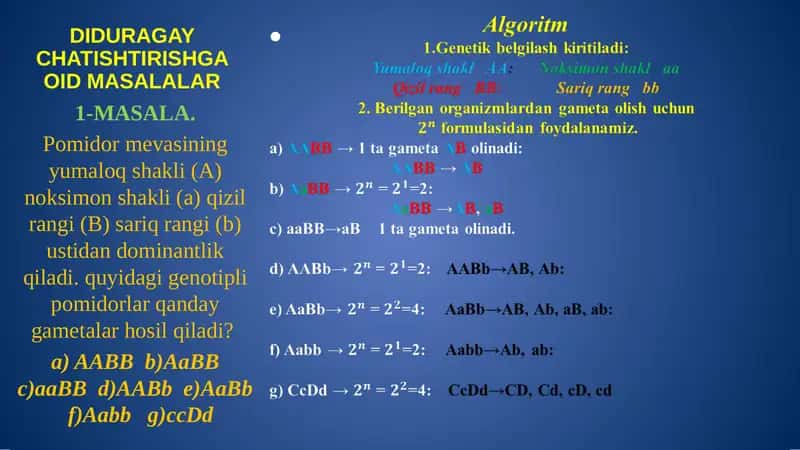 DIDURAGAY CHATISHTIRISHGA OID MASALALAR