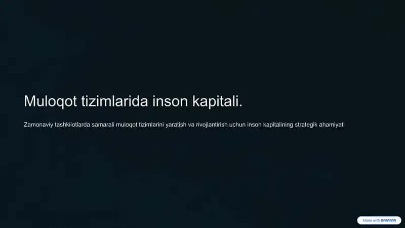 Inson Kapitali: Zamonaviy Tushuncha