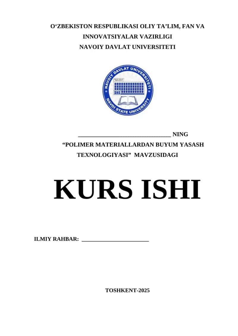 Polimer Materiallardan Buyum Yasash Texnologiyasi