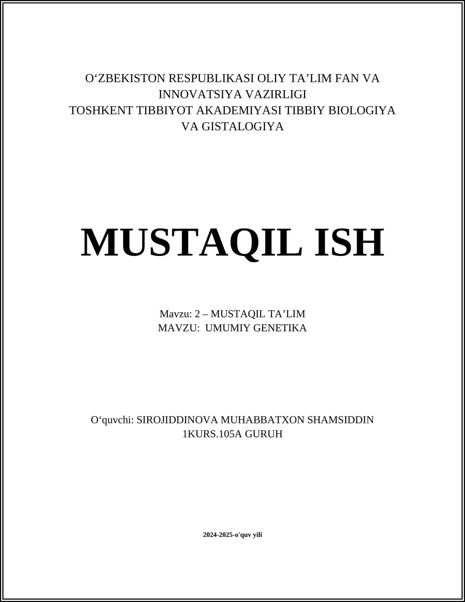 UMUMIY GENETIKA