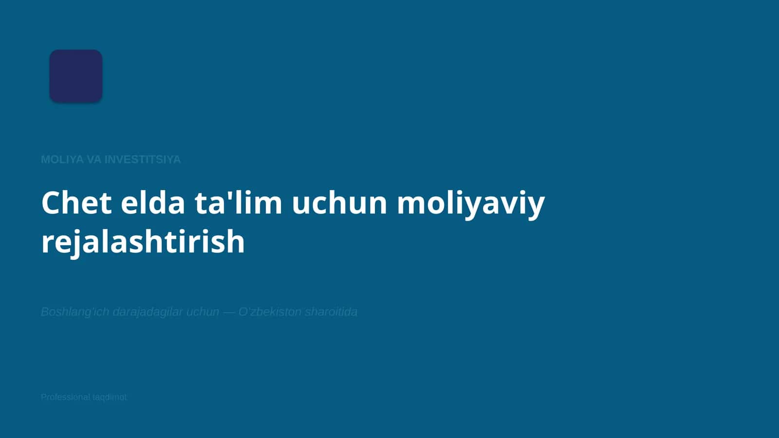 Moliya va investitsiya