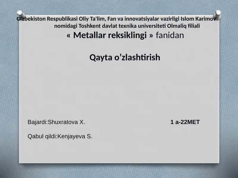 Kabel temir-tersak va chiqindilariga birlamchi ishlov berish